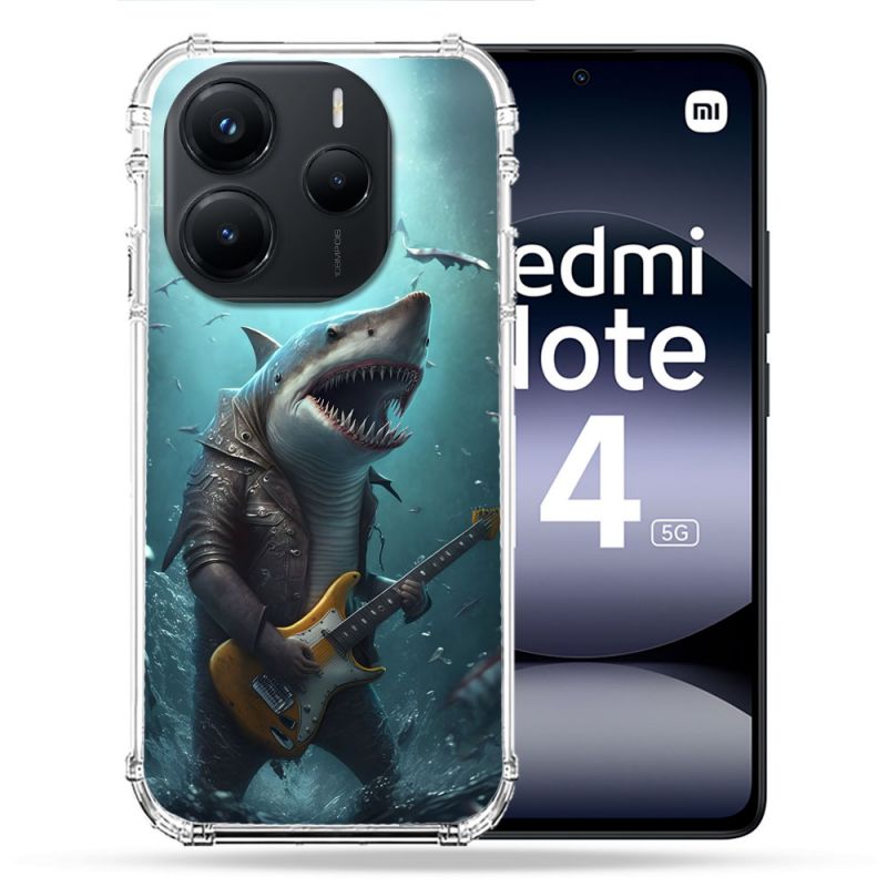 Coque Renforcée Pour Xiaomi Redmi Note 14 5G Musique Rock Requin