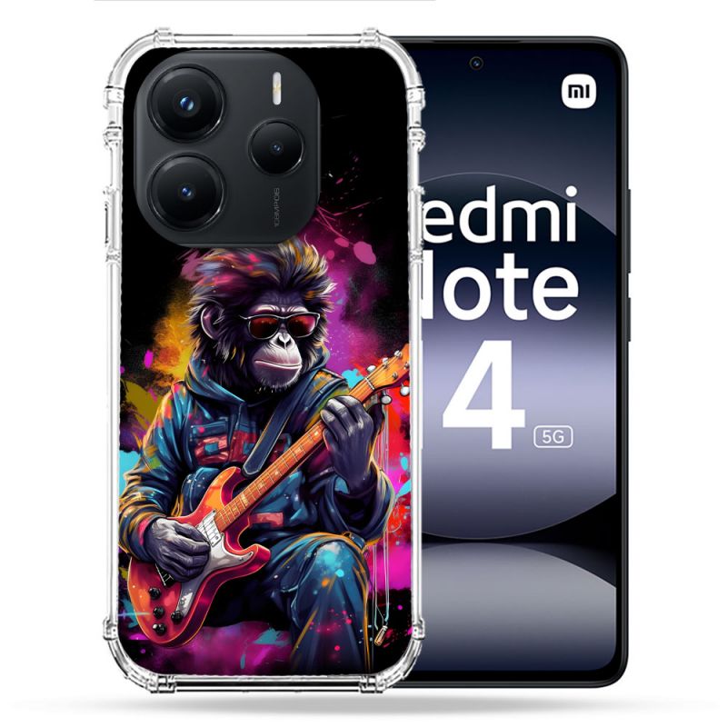 Coque Renforcée Pour Xiaomi Redmi Note 14 5G Musique Rock Singe