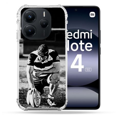 Coque Renforcée Pour Xiaomi Redmi Note 14 5G Sport Rugby Noir Blanc