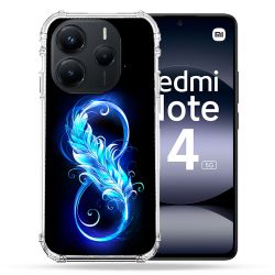 Coque Renforcée Pour Xiaomi Redmi Note 14 5G Texture Plume Infini Bleu