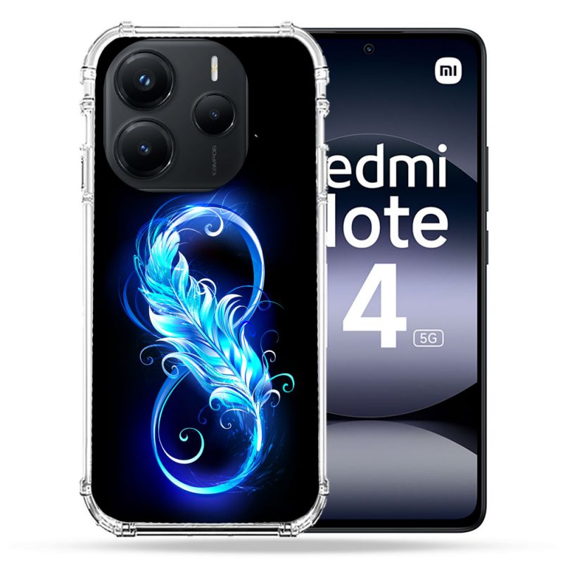 Coque Renforcée Pour Xiaomi Redmi Note 14 5G Texture Plume Infini Bleu