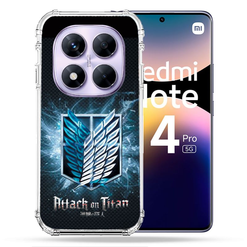 Coque Renforcée Pour Xiaomi Redmi Note 14 PRO 5G Manga Attaque Titans Noir