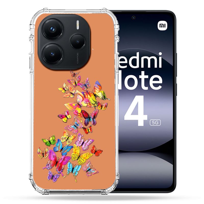 Coque Renforcée Transparente Pour Xiaomi Redmi Note 14 5G Papillon Multicolore