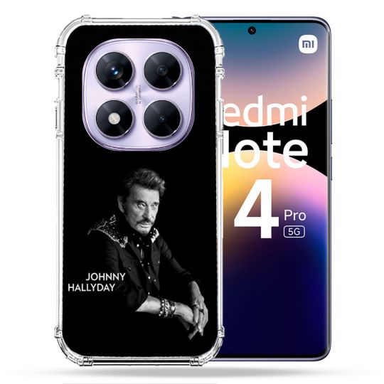Coque Renforcée Pour Xiaomi Redmi Note 14 PRO 5G Musique Johnny Hallyday Noir