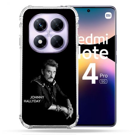 Coque Renforcée Pour Xiaomi Redmi Note 14 PRO 5G Musique Johnny Hallyday Noir