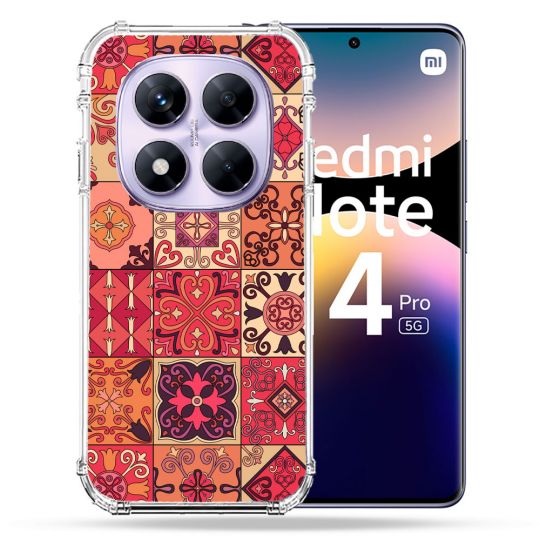 Coque Renforcée Pour Xiaomi Redmi Note 14 PRO 5G Texture Carreau Ciment Rouge