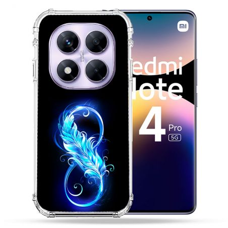 Coque Renforcée Pour Xiaomi Redmi Note 14 PRO 5G Texture Plume Infini Bleu