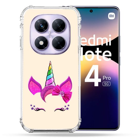 Coque Renforcée Transparente Pour Xiaomi Redmi Note 14 PRO 5G Licorne Paillette