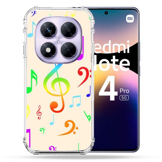 Coque Renforcée Transparente Pour Xiaomi Redmi Note 14 PRO 5G Note Musique Colore