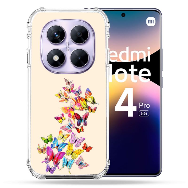 Coque Renforcée Transparente Pour Xiaomi Redmi Note 14 PRO 5G Papillon Multicolore