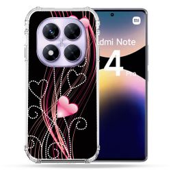 Coque Renforcée Pour Xiaomi Redmi Note 14 PRO 4G Amour Coeur Rose Montant sur Noir