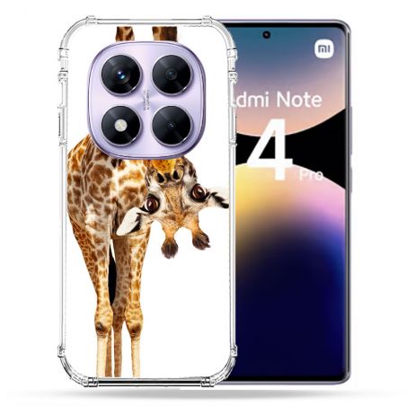 Coque Renforcée Pour Xiaomi Redmi Note 14 PRO 4G Animal Girafe Blanche