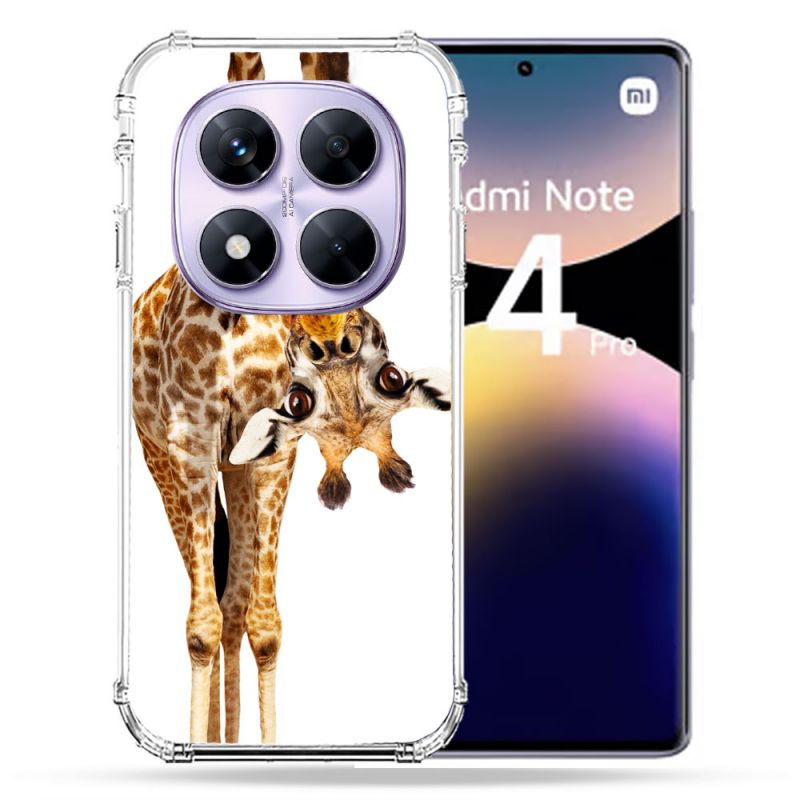 Coque Renforcée Pour Xiaomi Redmi Note 14 PRO 4G Animal Girafe Blanche
