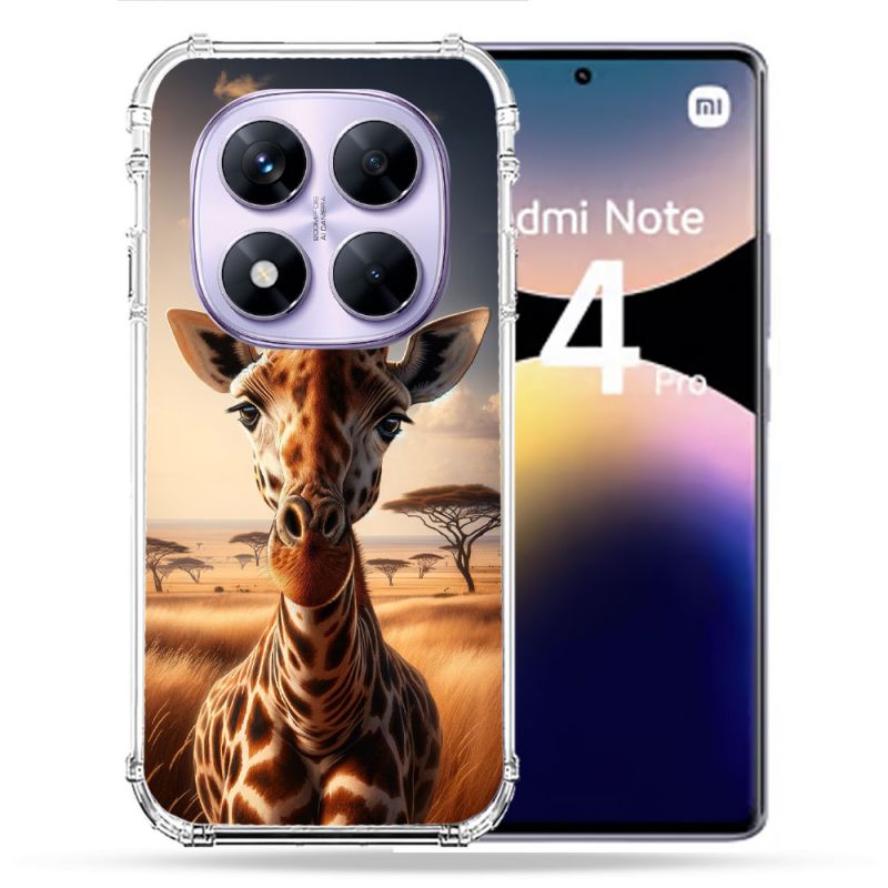 Coque Renforcée Pour Xiaomi Redmi Note 14 PRO 4G Animal Girafe Savane