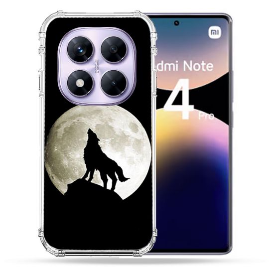 Coque Renforcée Pour Xiaomi Redmi Note 14 PRO 4G Animal Loup Noir