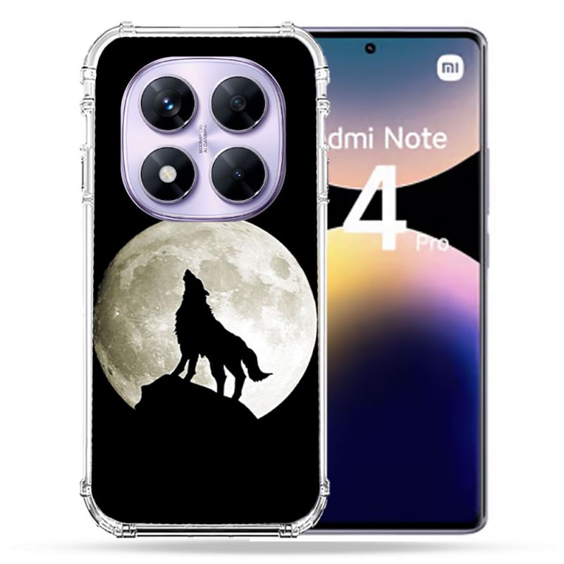 Coque Renforcée Pour Xiaomi Redmi Note 14 PRO 4G Animal Loup Noir