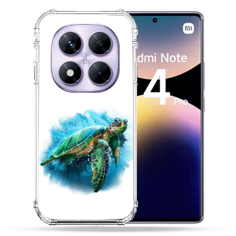 Coque Renforcée Pour Xiaomi Redmi Note 14 PRO 4G Animal Tortue Blanche multicolore