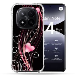 Coque Renforcée Pour Xiaomi Redmi Note 14 PRO PLUS 5G Amour Coeur Rose Montant sur Noir