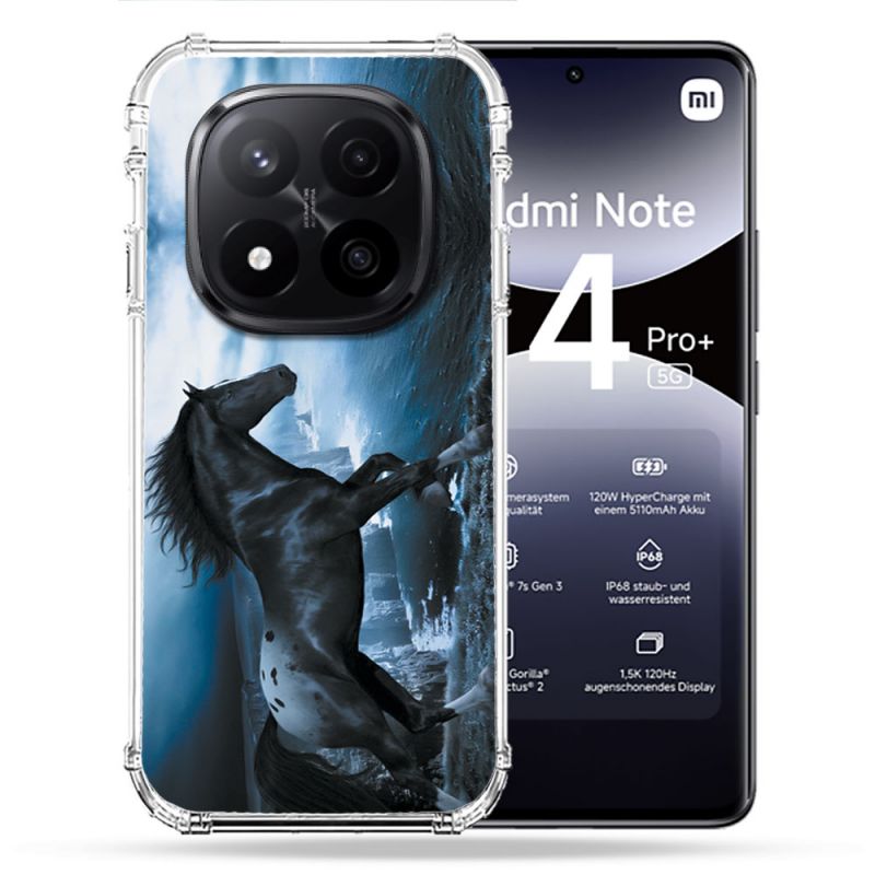 Coque Renforcée Pour Xiaomi Redmi Note 14 PRO PLUS 5G Animal Cheval Noir