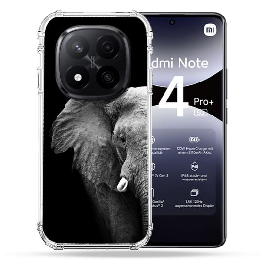 Coque Renforcée Pour Xiaomi Redmi Note 14 PRO PLUS 5G Animal Elephant Noir