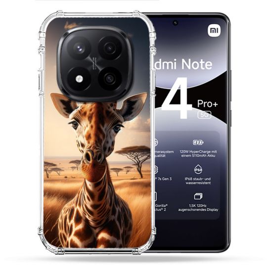 Coque Renforcée Pour Xiaomi Redmi Note 14 PRO PLUS 5G Animal Girafe Savane