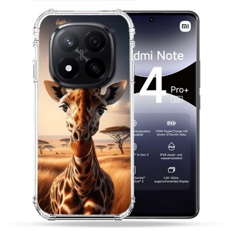 Coque Renforcée Pour Xiaomi Redmi Note 14 PRO PLUS 5G Animal Girafe Savane