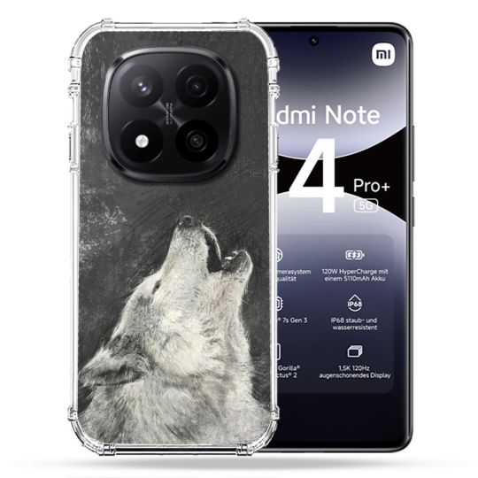 Coque Renforcée Pour Xiaomi Redmi Note 14 PRO PLUS 5G Animal Loup Hurlement