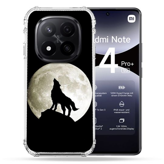 Coque Renforcée Pour Xiaomi Redmi Note 14 PRO PLUS 5G Animal Loup Noir