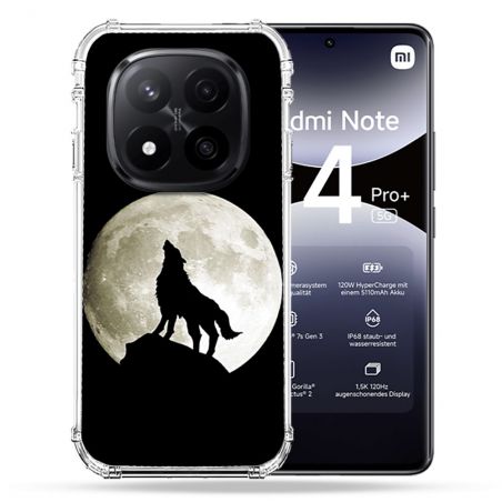Coque Renforcée Pour Xiaomi Redmi Note 14 PRO PLUS 5G Animal Loup Noir