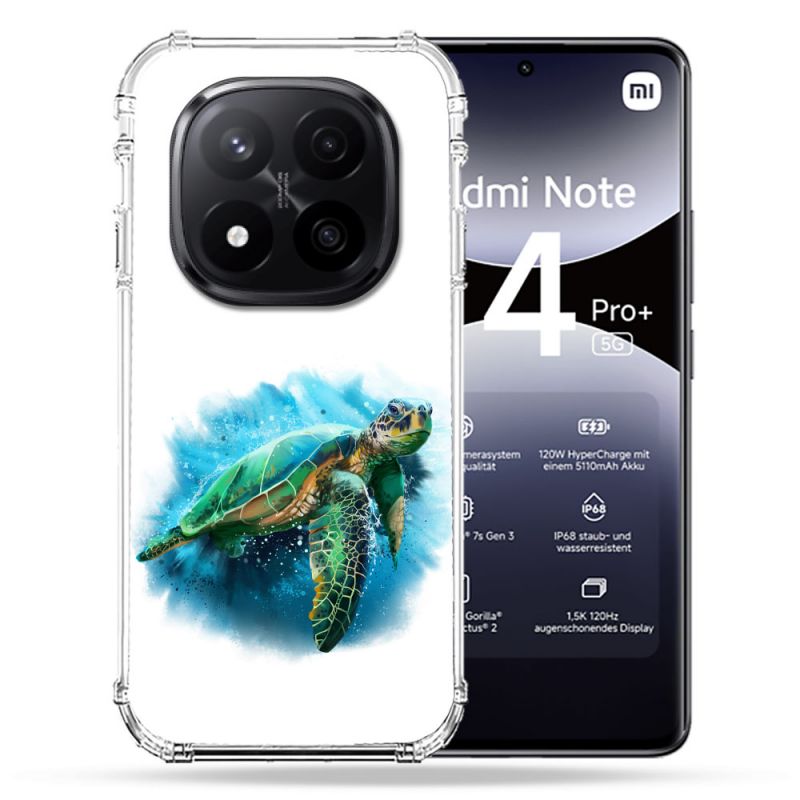 Coque Renforcée Pour Xiaomi Redmi Note 14 PRO PLUS 5G Animal Tortue Blanche multicolore