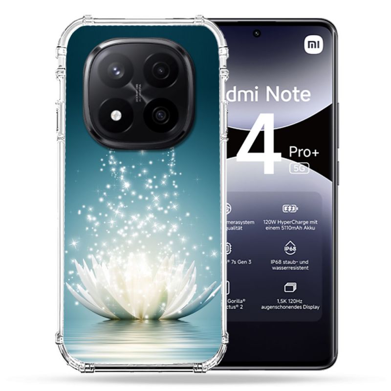 Coque Renforcée Pour Xiaomi Redmi Note 14 PRO PLUS 5G Fleur Lotus Blanc