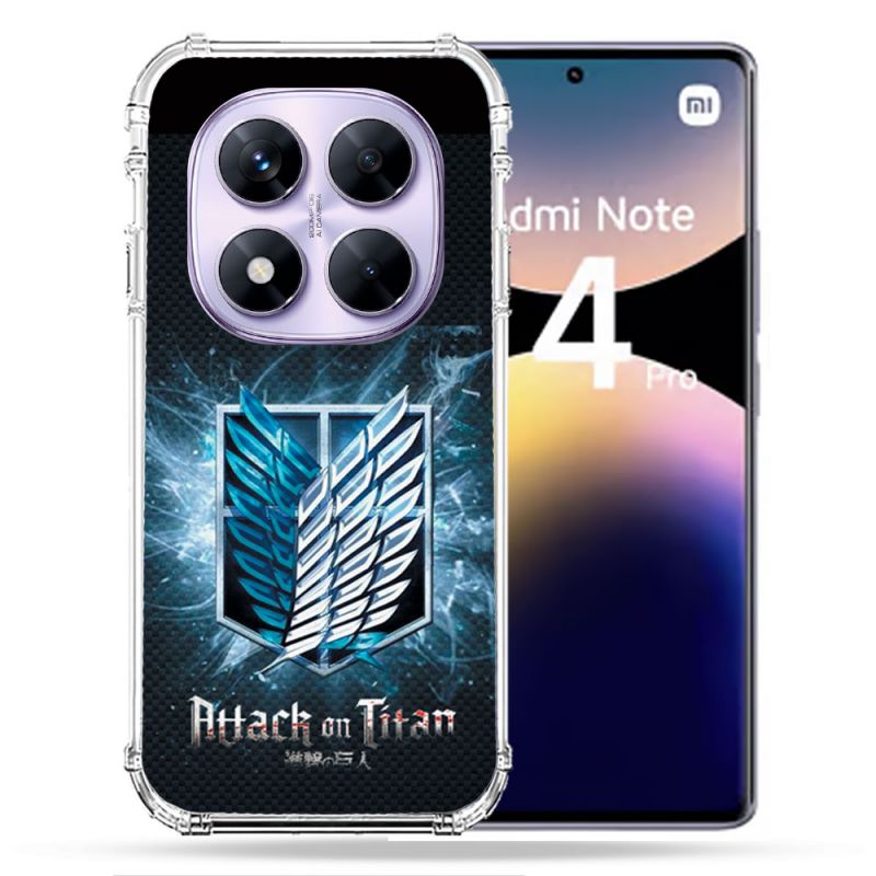 Coque Renforcée Pour Xiaomi Redmi Note 14 PRO 4G Manga Attaque Titans Noir