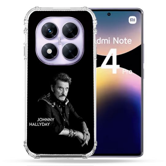 Coque Renforcée Pour Xiaomi Redmi Note 14 PRO 4G Musique Johnny Hallyday Noir