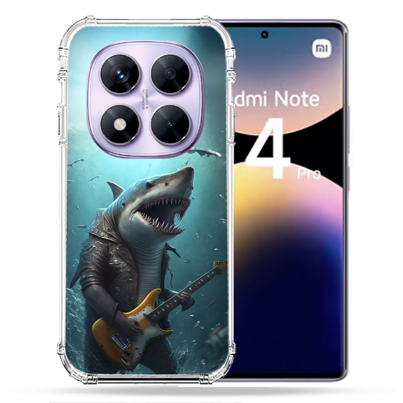 Coque Renforcée Pour Xiaomi Redmi Note 14 PRO 4G Musique Rock Requin