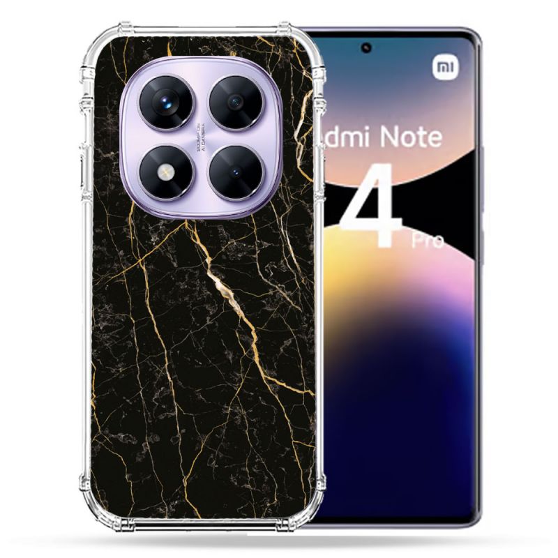 Coque Renforcée Pour Xiaomi Redmi Note 14 PRO 4G Texture Marbre Noir