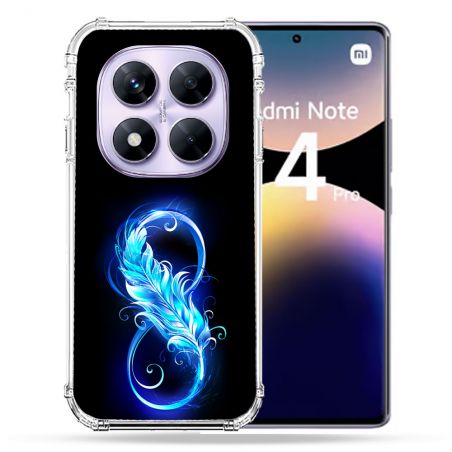 Coque Renforcée Pour Xiaomi Redmi Note 14 PRO 4G Texture Plume Infini Bleu