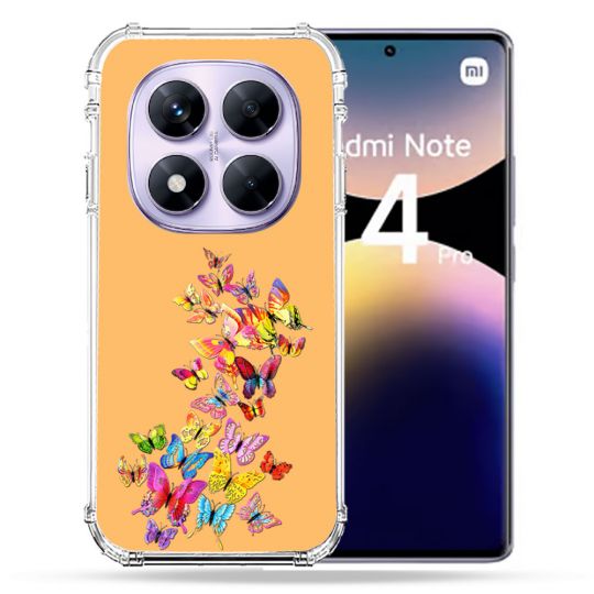 Coque Renforcée Transparente Pour Xiaomi Redmi Note 14 PRO 4G Papillon Multicolore