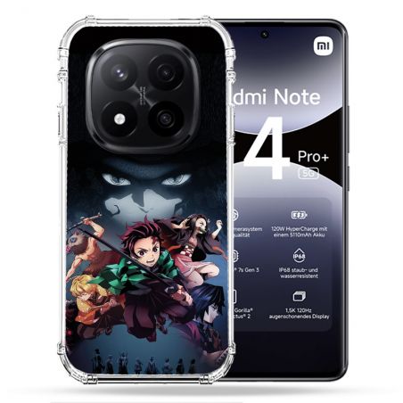 Coque Renforcée Pour Xiaomi Redmi Note 14 PRO PLUS 5G Manga Demon Slayer Noir