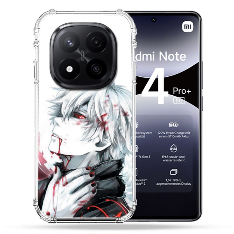Coque Renforcée Pour Xiaomi Redmi Note 14 PRO PLUS 5G Manga Tokyo Ghoul Kaneki Blanc