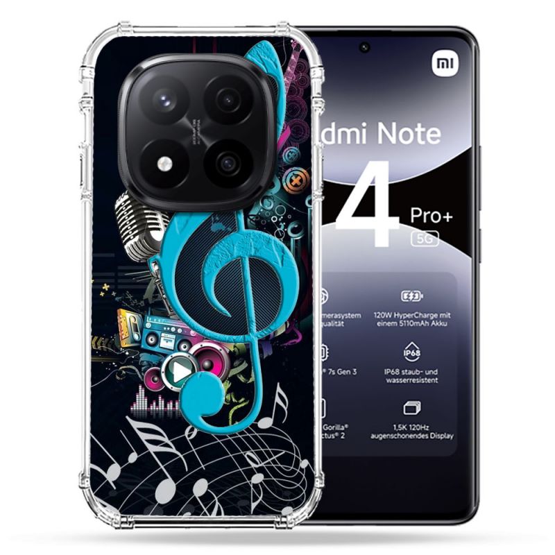 Coque Renforcée Pour Xiaomi Redmi Note 14 PRO PLUS 5G Musique Cle Sol Bleu