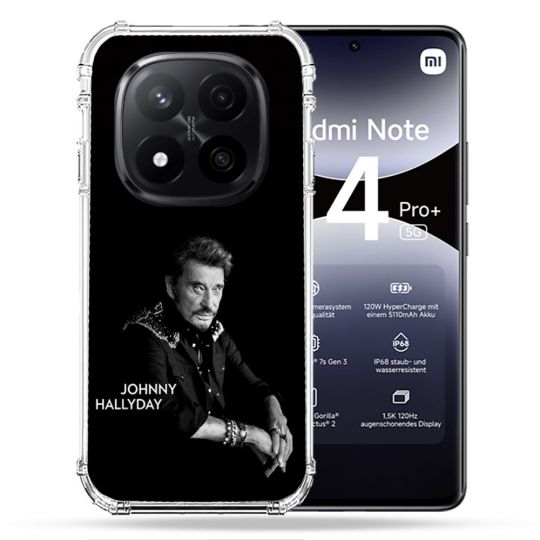 Coque Renforcée Pour Xiaomi Redmi Note 14 PRO PLUS 5G Musique Johnny Hallyday Noir