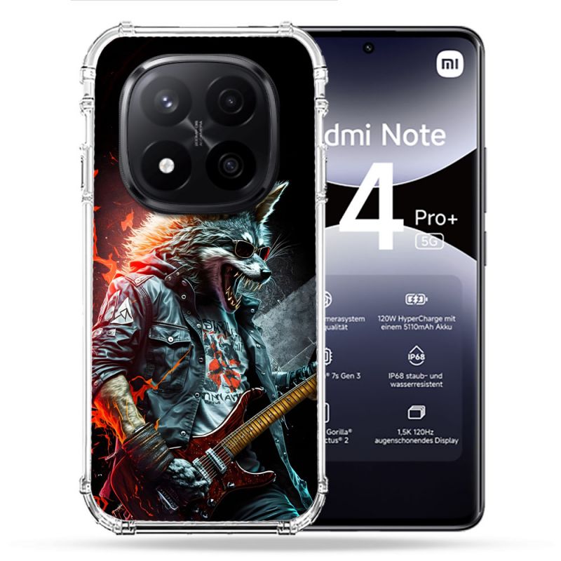 Coque Renforcée Pour Xiaomi Redmi Note 14 PRO PLUS 5G Musique Rock Loup