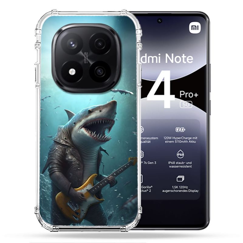 Coque Renforcée Pour Xiaomi Redmi Note 14 PRO PLUS 5G Musique Rock Requin