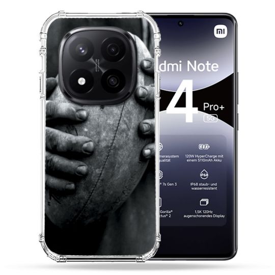 Coque Renforcée Pour Xiaomi Redmi Note 14 PRO PLUS 5G Sport Rugby Ballon Vintage