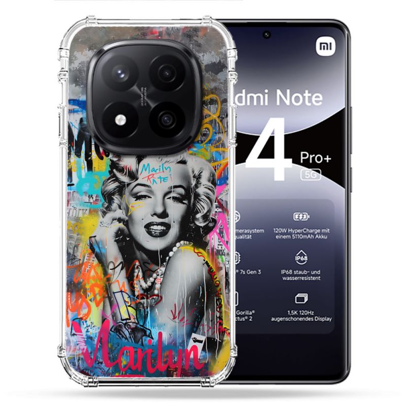 Coque Renforcée Pour Xiaomi Redmi Note 14 PRO PLUS 5G Street Art Maryline Monroe