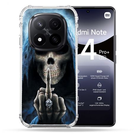 Coque Renforcée Pour Xiaomi Redmi Note 14 PRO PLUS 5G Tete de Mort Doigt