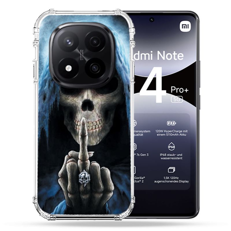 Coque Renforcée Pour Xiaomi Redmi Note 14 PRO PLUS 5G Tete de Mort Doigt