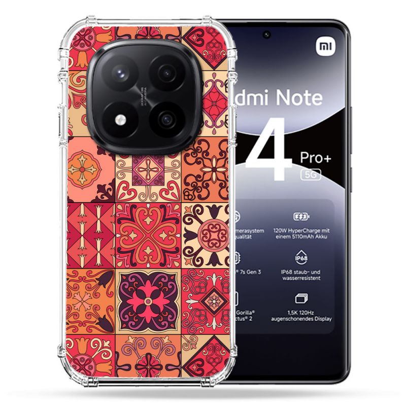 Coque Renforcée Pour Xiaomi Redmi Note 14 PRO PLUS 5G Texture Carreau Ciment Rouge