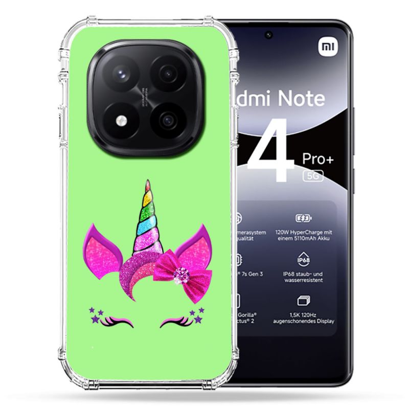 Coque Renforcée Transparente Pour Xiaomi Redmi Note 14 PRO PLUS 5G Licorne Paillette