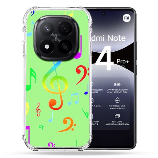 Coque Renforcée Transparente Pour Xiaomi Redmi Note 14 PRO PLUS 5G Note Musique Colore